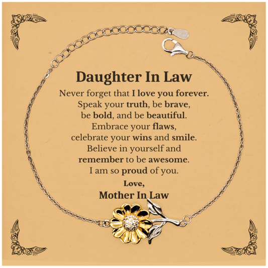 daughter in law sunflower bracelet never forget that i love you forever inspirational daughter in law birthday unique gifts from mother in law