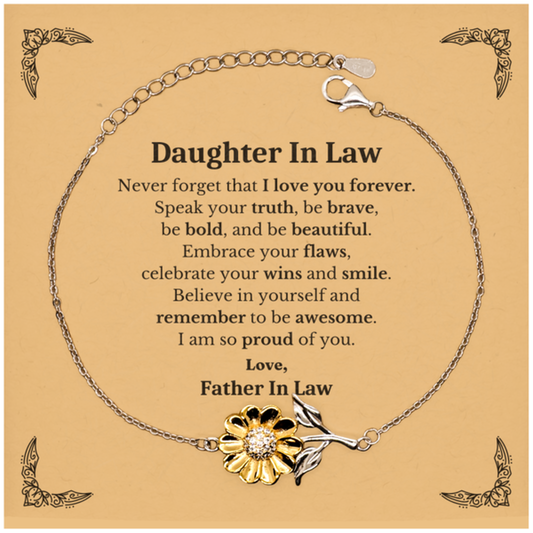 daughter in law sunflower bracelet never forget that i love you forever inspirational daughter in law birthday unique gifts from father in law