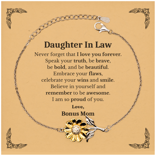 daughter in law sunflower bracelet never forget that i love you forever inspirational daughter in law birthday unique gifts from bonus mom 1