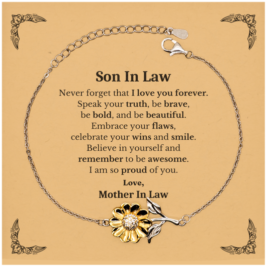 son in law sunflower bracelet never forget that i love you forever inspirational son in law birthday unique gifts from mother in law