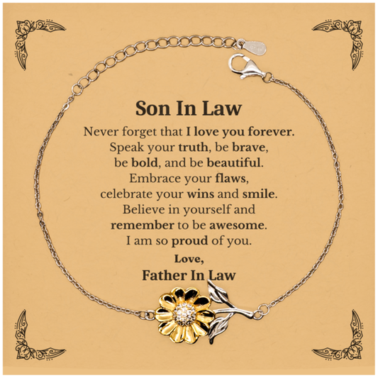 son in law sunflower bracelet never forget that i love you forever inspirational son in law birthday unique gifts from father in law