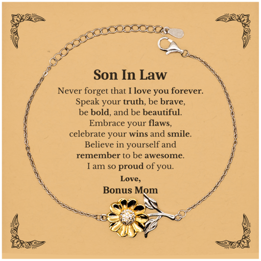 son in law sunflower bracelet never forget that i love you forever inspirational son in law birthday unique gifts from bonus mom