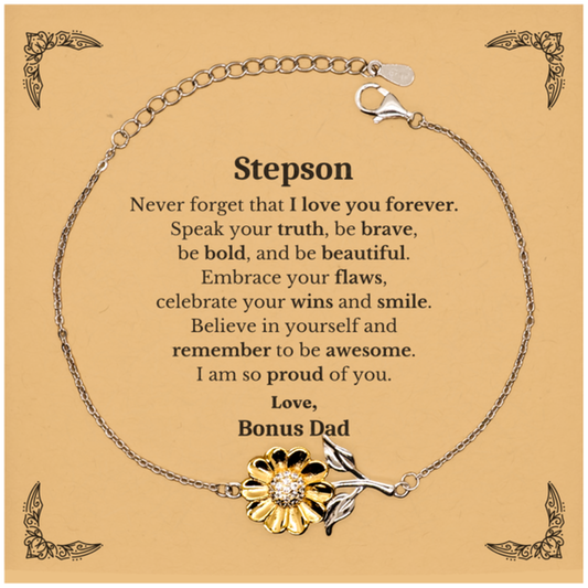 stepson sunflower bracelet never forget that i love you forever inspirational stepson birthday unique gifts from bonus dad