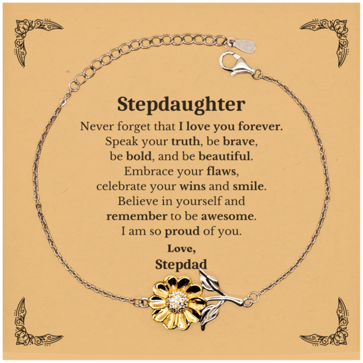 stepdaughter sunflower bracelet never forget that i love you forever inspirational stepdaughter birthday unique gifts from stepdad