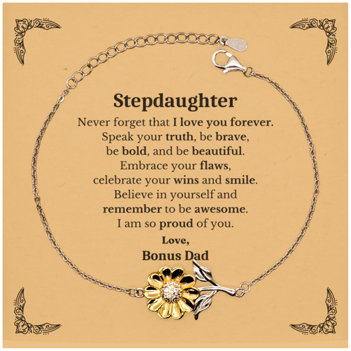 stepdaughter sunflower bracelet never forget that i love you forever inspirational stepdaughter birthday unique gifts from bonus dad