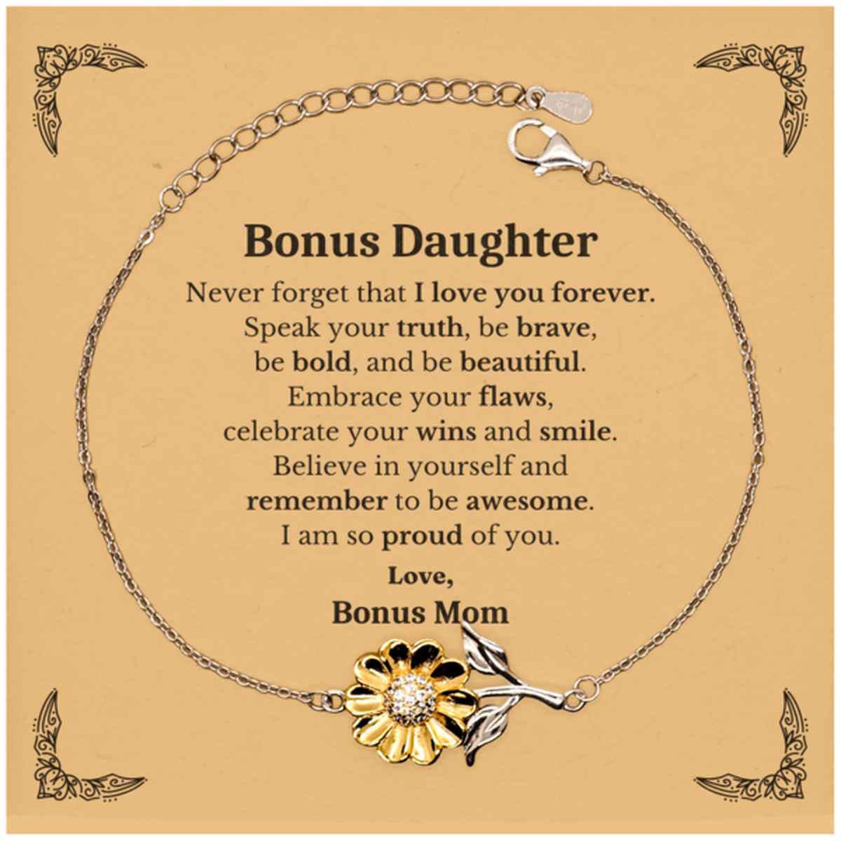 bonus daughter sunflower bracelet never forget that i love you forever inspirational bonus daughter birthday unique gifts from bonus mom