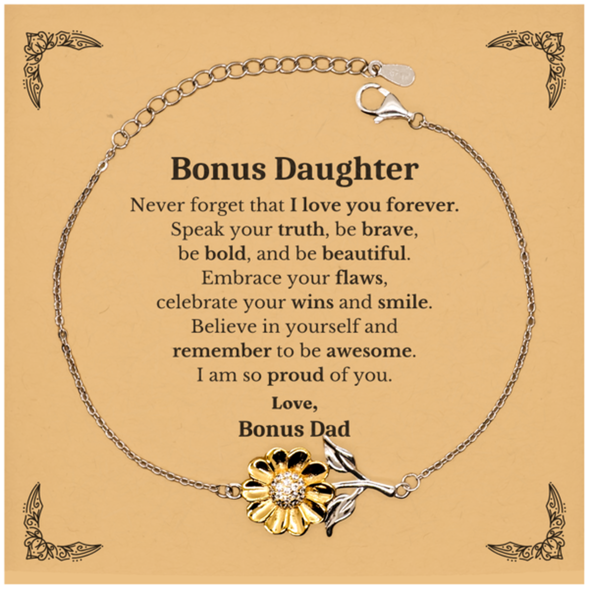 bonus daughter sunflower bracelet never forget that i love you forever inspirational bonus daughter birthday unique gifts from bonus dad