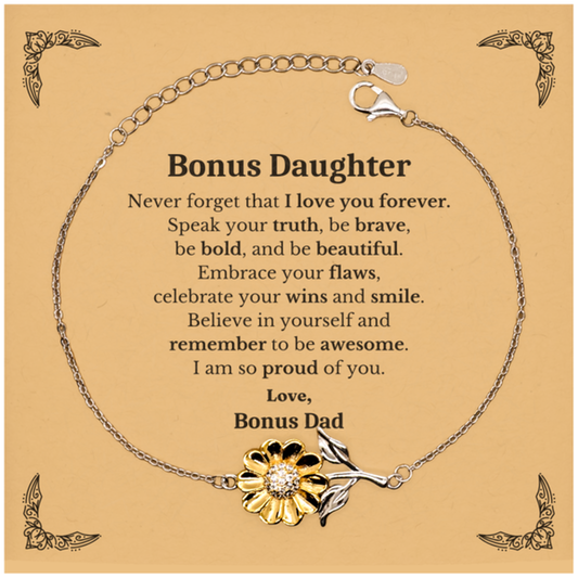 bonus daughter sunflower bracelet never forget that i love you forever inspirational bonus daughter birthday unique gifts from bonus dad