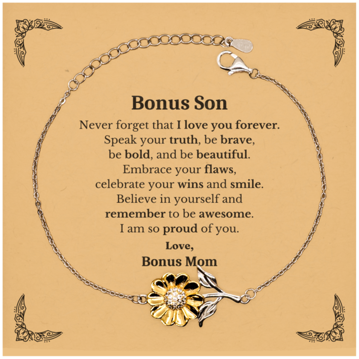 bonus son sunflower bracelet never forget that i love you forever inspirational bonus son birthday unique gifts from bonus mom