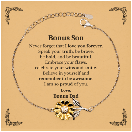 bonus son sunflower bracelet never forget that i love you forever inspirational bonus son birthday unique gifts from bonus dad