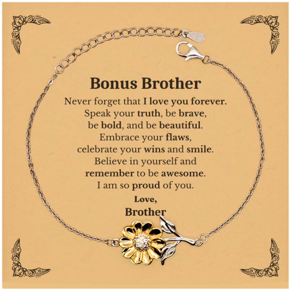 bonus brother sunflower bracelet never forget that i love you forever inspirational bonus brother birthday unique gifts from brother