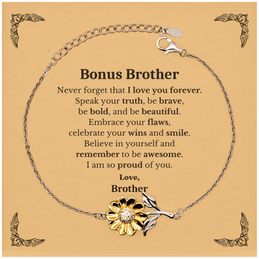 bonus brother sunflower bracelet never forget that i love you forever inspirational bonus brother birthday unique gifts from brother