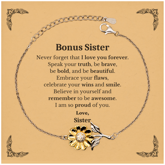 bonus sister sunflower bracelet never forget that i love you forever inspirational bonus sister birthday unique gifts from sister