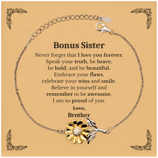 bonus sister sunflower bracelet never forget that i love you forever inspirational bonus sister birthday unique gifts from brother