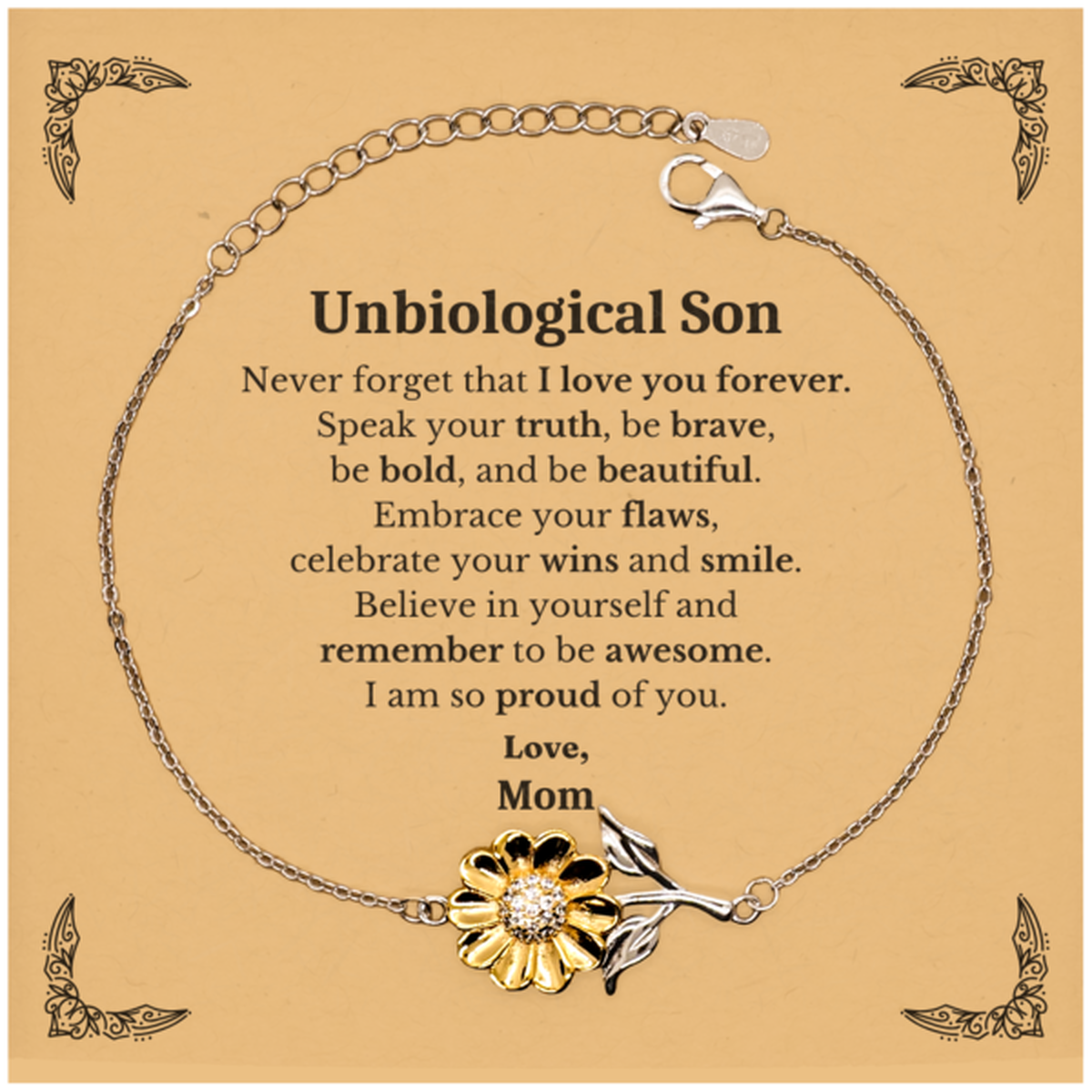 unbiological son sunflower bracelet never forget that i love you forever inspirational unbiological son birthday unique gifts from mom