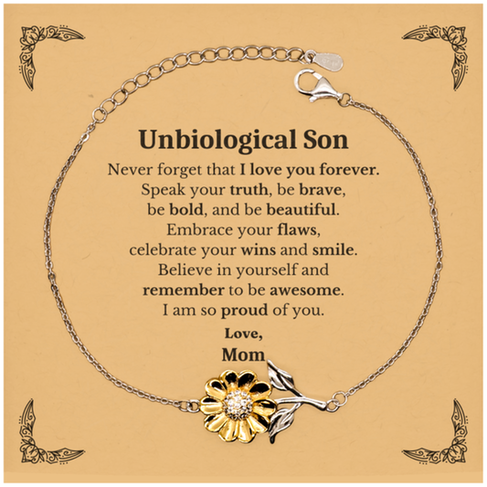 unbiological son sunflower bracelet never forget that i love you forever inspirational unbiological son birthday unique gifts from mom