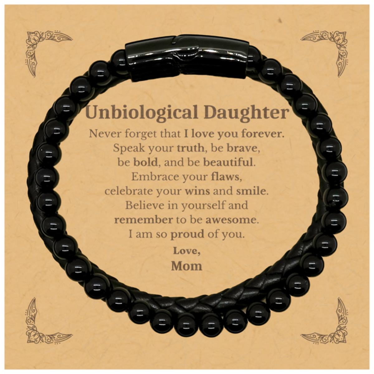 unbiological daughter stone leather bracelets never forget that i love you forever inspirational unbiological daughter birthday unique gifts from mom