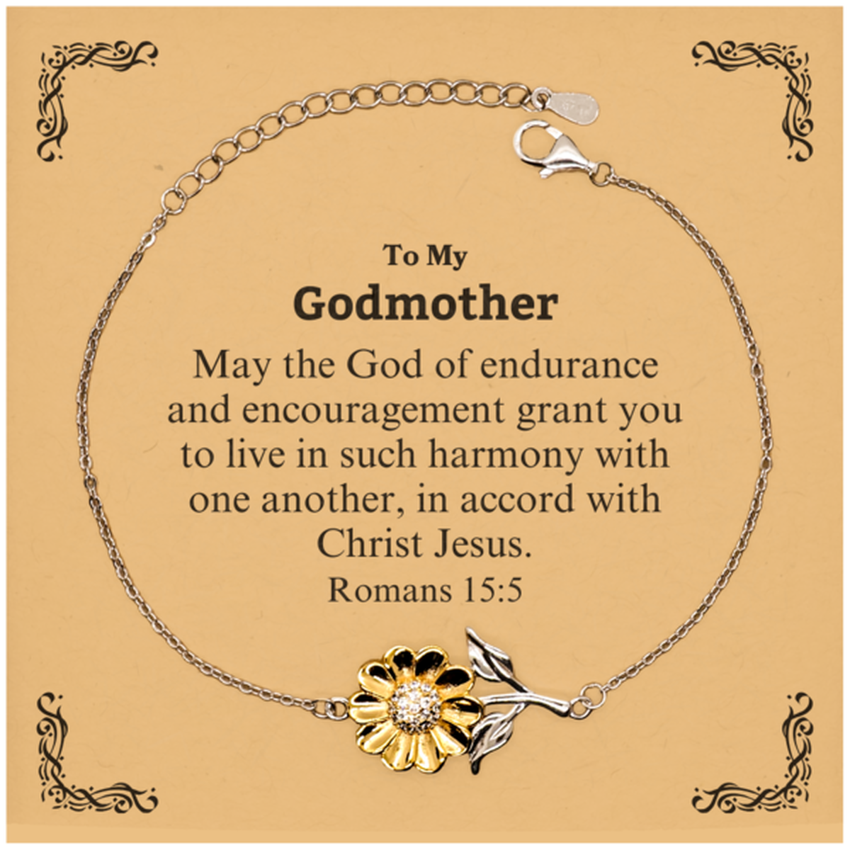 to my godmother gifts may the god of endurance bible verse scripture sunflower bracelet birthday confirmation gifts for godmother