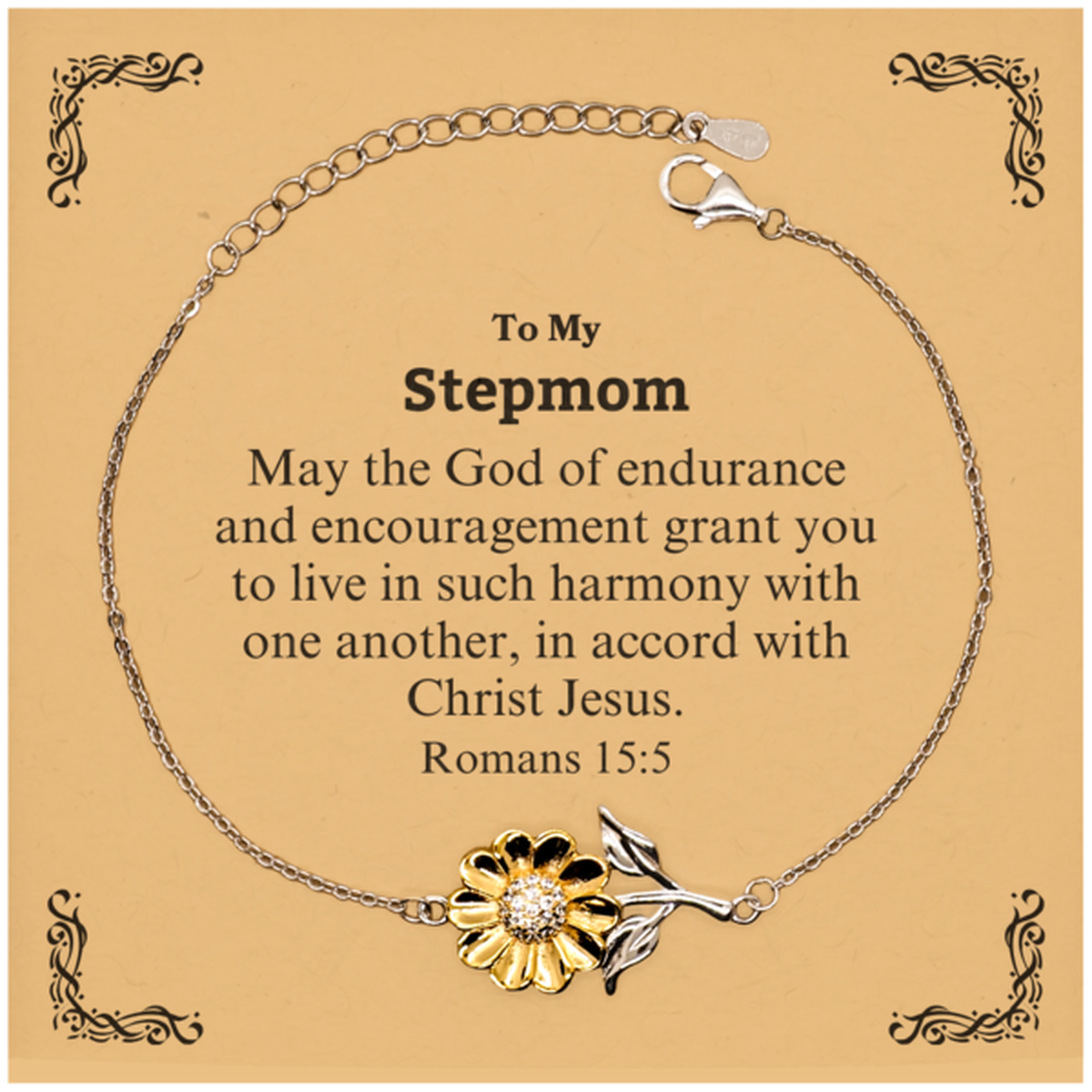 to my stepmom gifts may the god of endurance bible verse scripture sunflower bracelet birthday confirmation gifts for stepmom