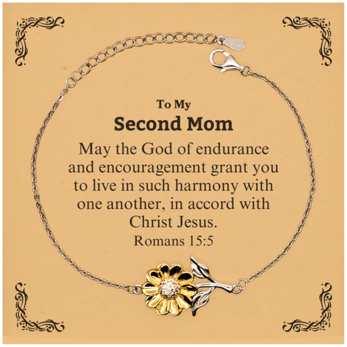 to my second mom gifts may the god of endurance bible verse scripture sunflower bracelet birthday confirmation gifts for second mom