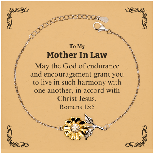 to my mother in law gifts may the god of endurance bible verse scripture sunflower bracelet birthday confirmation gifts for mother in law
