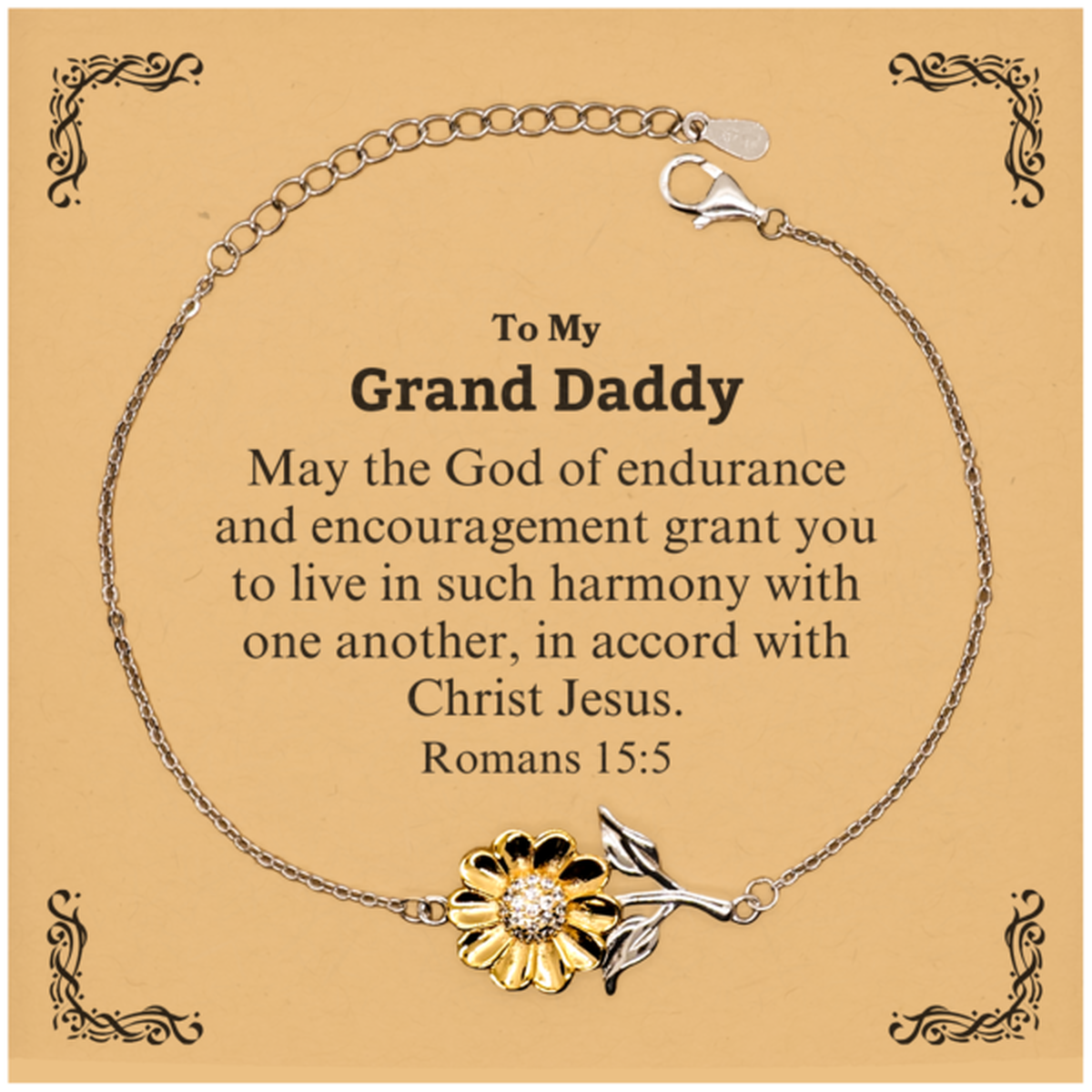to my grand daddy gifts may the god of endurance bible verse scripture sunflower bracelet birthday confirmation gifts for grand daddy