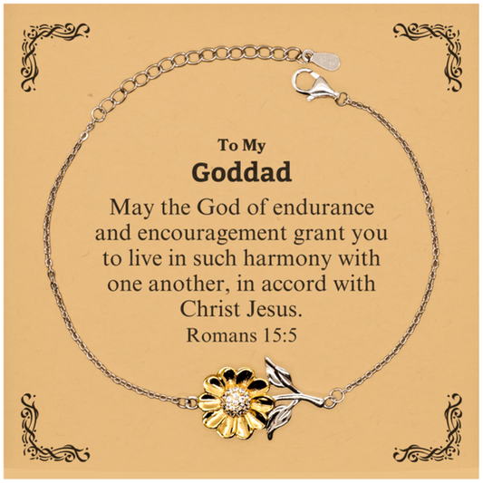 to my goddad gifts may the god of endurance bible verse scripture sunflower bracelet birthday confirmation gifts for goddad