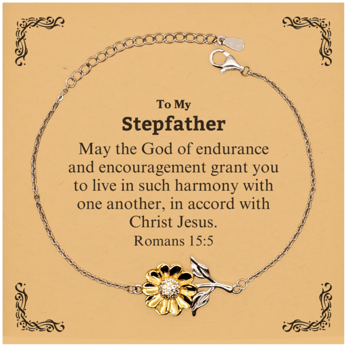 to my stepfather gifts may the god of endurance bible verse scripture sunflower bracelet birthday confirmation gifts for stepfather