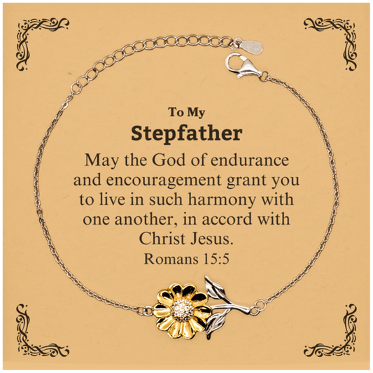 to my stepfather gifts may the god of endurance bible verse scripture sunflower bracelet birthday confirmation gifts for stepfather