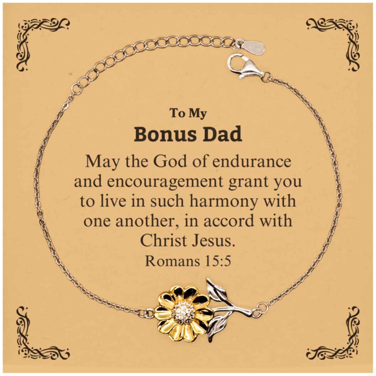 to my bonus dad gifts may the god of endurance bible verse scripture sunflower bracelet birthday confirmation gifts for bonus dad