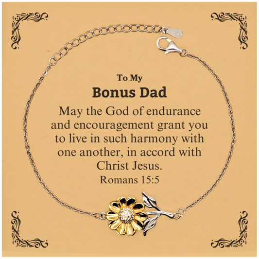 to my bonus dad gifts may the god of endurance bible verse scripture sunflower bracelet birthday confirmation gifts for bonus dad