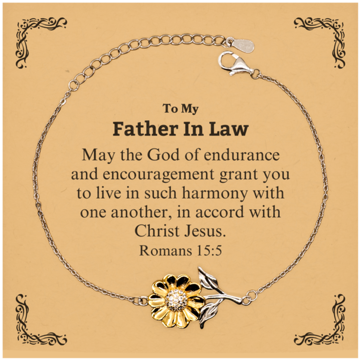 to my father in law gifts may the god of endurance bible verse scripture sunflower bracelet birthday confirmation gifts for father in law