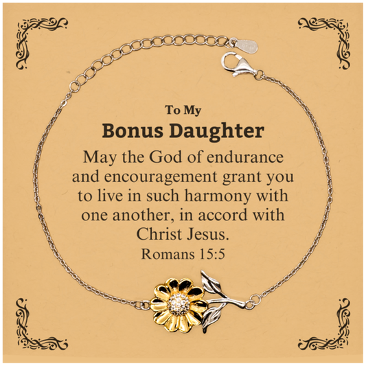 to my bonus daughter gifts may the god of endurance bible verse scripture sunflower bracelet birthday confirmation gifts for bonus daughter
