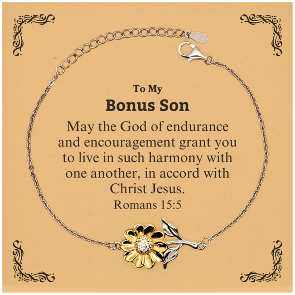 to my bonus son gifts may the god of endurance bible verse scripture sunflower bracelet birthday confirmation gifts for bonus son