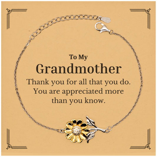 to my grandmother thank you gifts you are appreciated more than you know appreciation sunflower bracelet for grandmother birthday unique gifts for grandmother