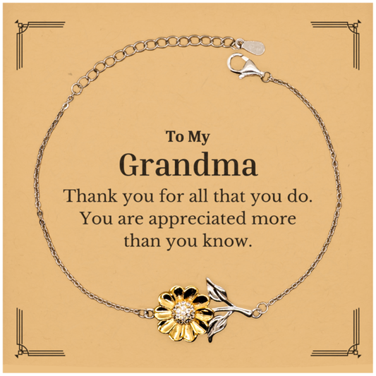to my grandma thank you gifts you are appreciated more than you know appreciation sunflower bracelet for grandma birthday unique gifts for grandma