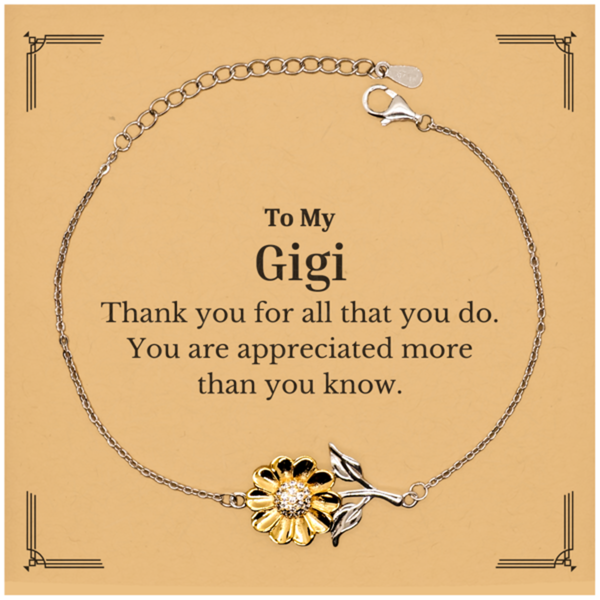 to my gigi thank you gifts you are appreciated more than you know appreciation sunflower bracelet for gigi birthday unique gifts for gigi
