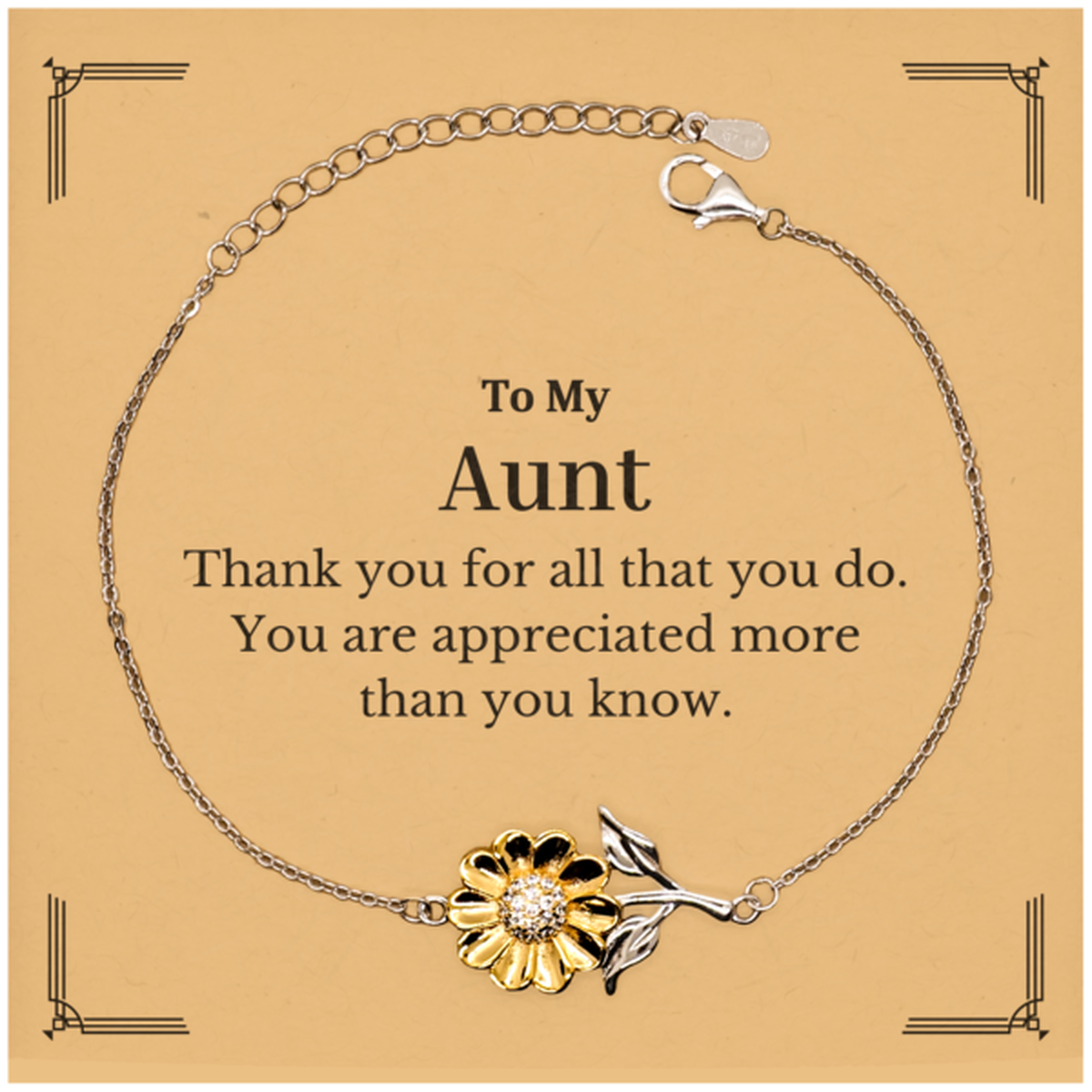to my aunt thank you gifts you are appreciated more than you know appreciation sunflower bracelet for aunt birthday unique gifts for aunt