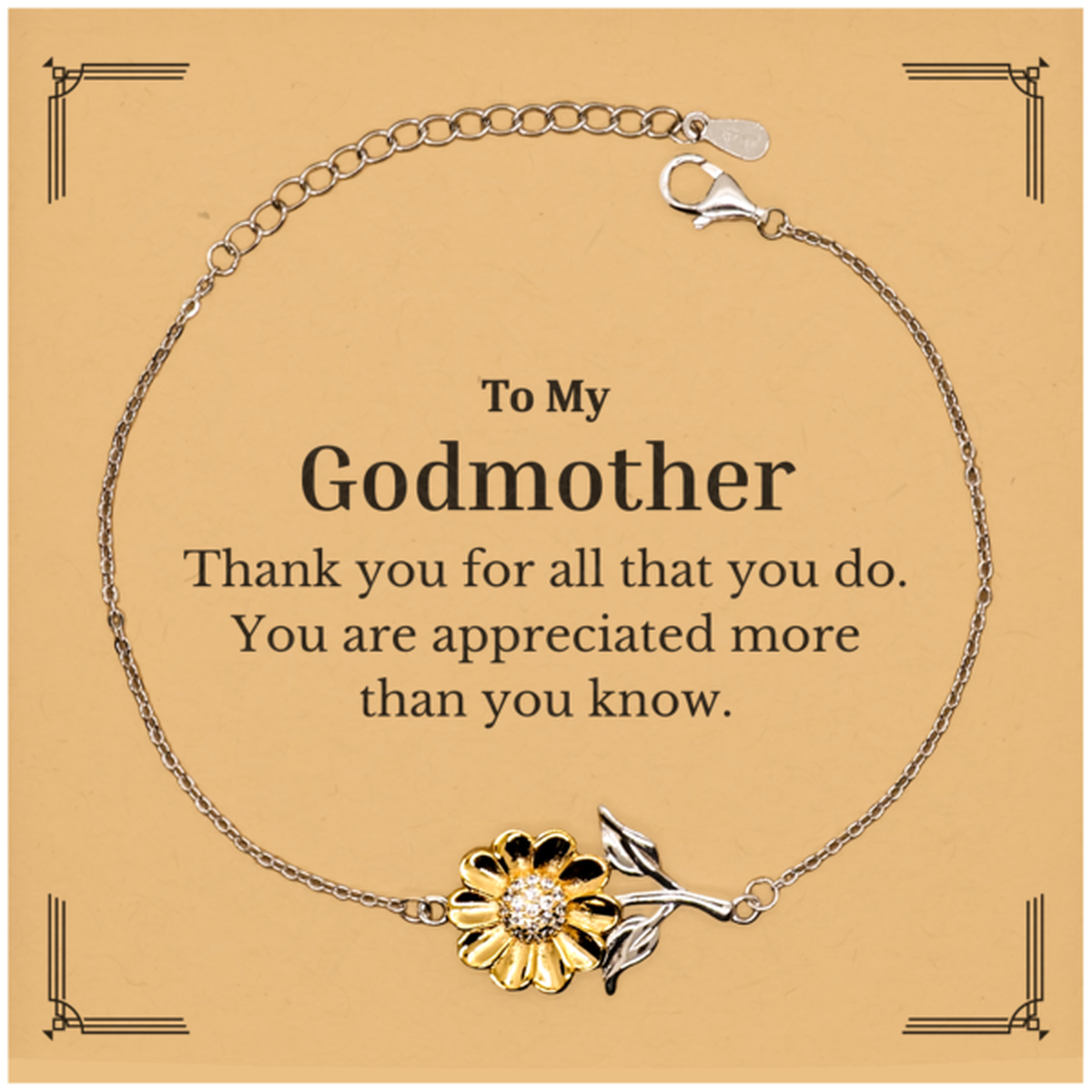 to my godmother thank you gifts you are appreciated more than you know appreciation sunflower bracelet for godmother birthday unique gifts for godmother
