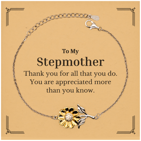 to my stepmother thank you gifts you are appreciated more than you know appreciation sunflower bracelet for stepmother birthday unique gifts for stepmother