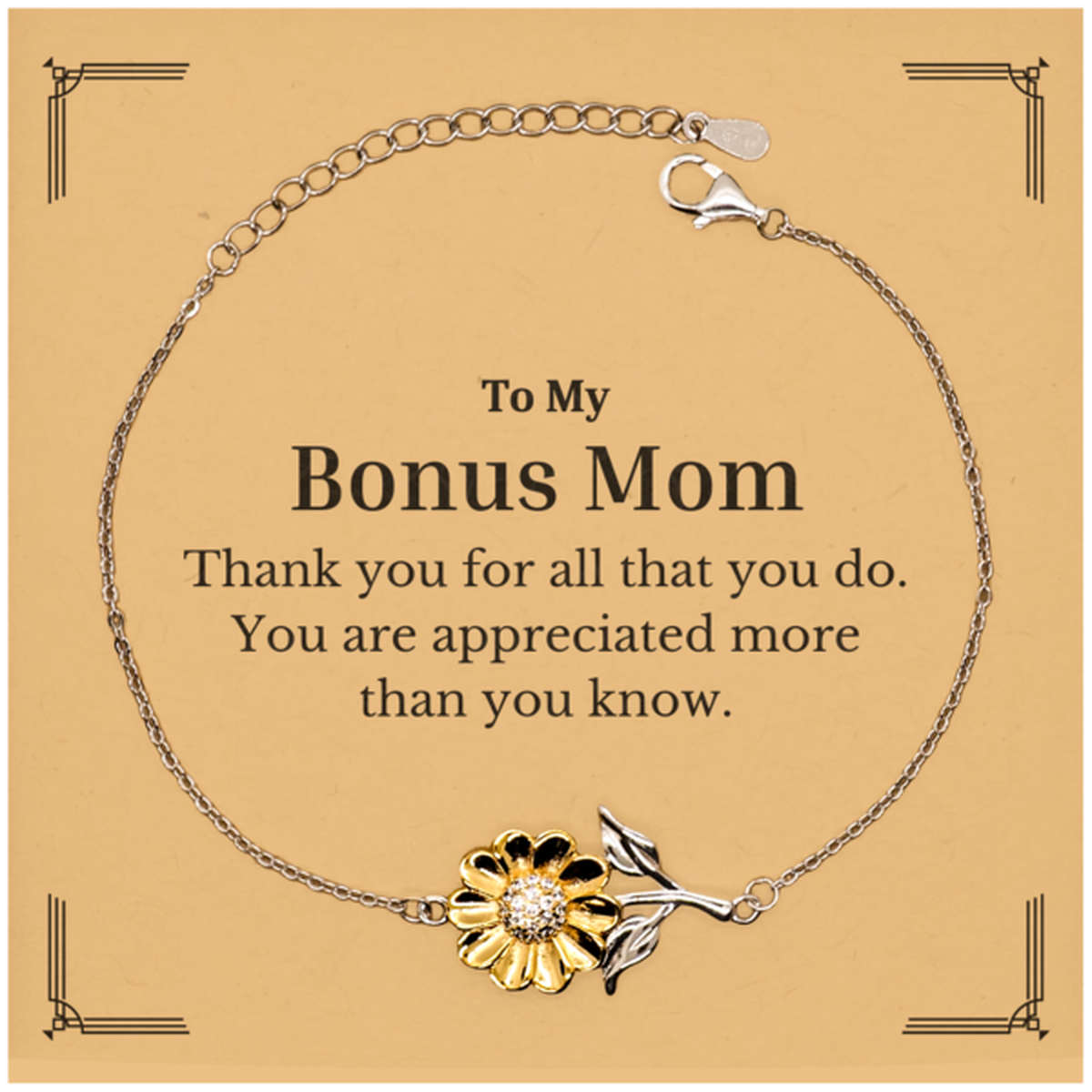 to my bonus mom thank you gifts you are appreciated more than you know appreciation sunflower bracelet for bonus mom birthday unique gifts for bonus mom