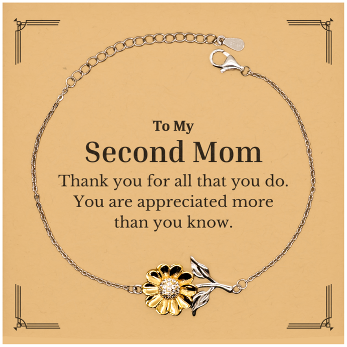 to my second mom thank you gifts you are appreciated more than you know appreciation sunflower bracelet for second mom birthday unique gifts for second mom