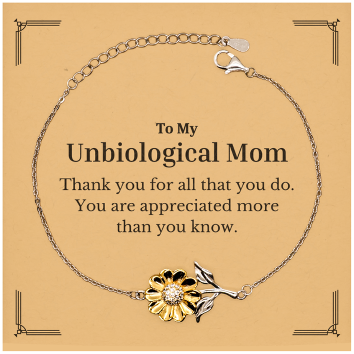to my unbiological mom thank you gifts you are appreciated more than you know appreciation sunflower bracelet for unbiological mom birthday unique gifts for unbiological mom