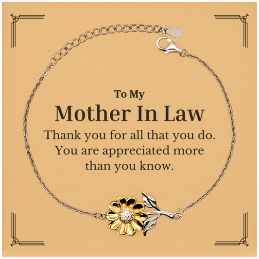 to my mother in law thank you gifts you are appreciated more than you know appreciation sunflower bracelet for mother in law birthday unique gifts for mother in law