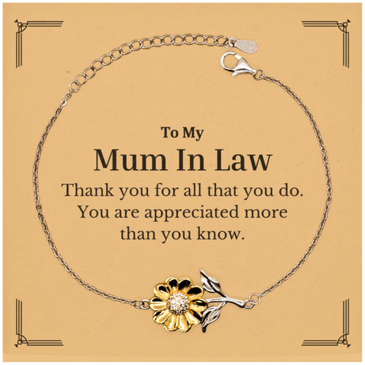 to my mum in law thank you gifts you are appreciated more than you know appreciation sunflower bracelet for mum in law birthday unique gifts for mum in law
