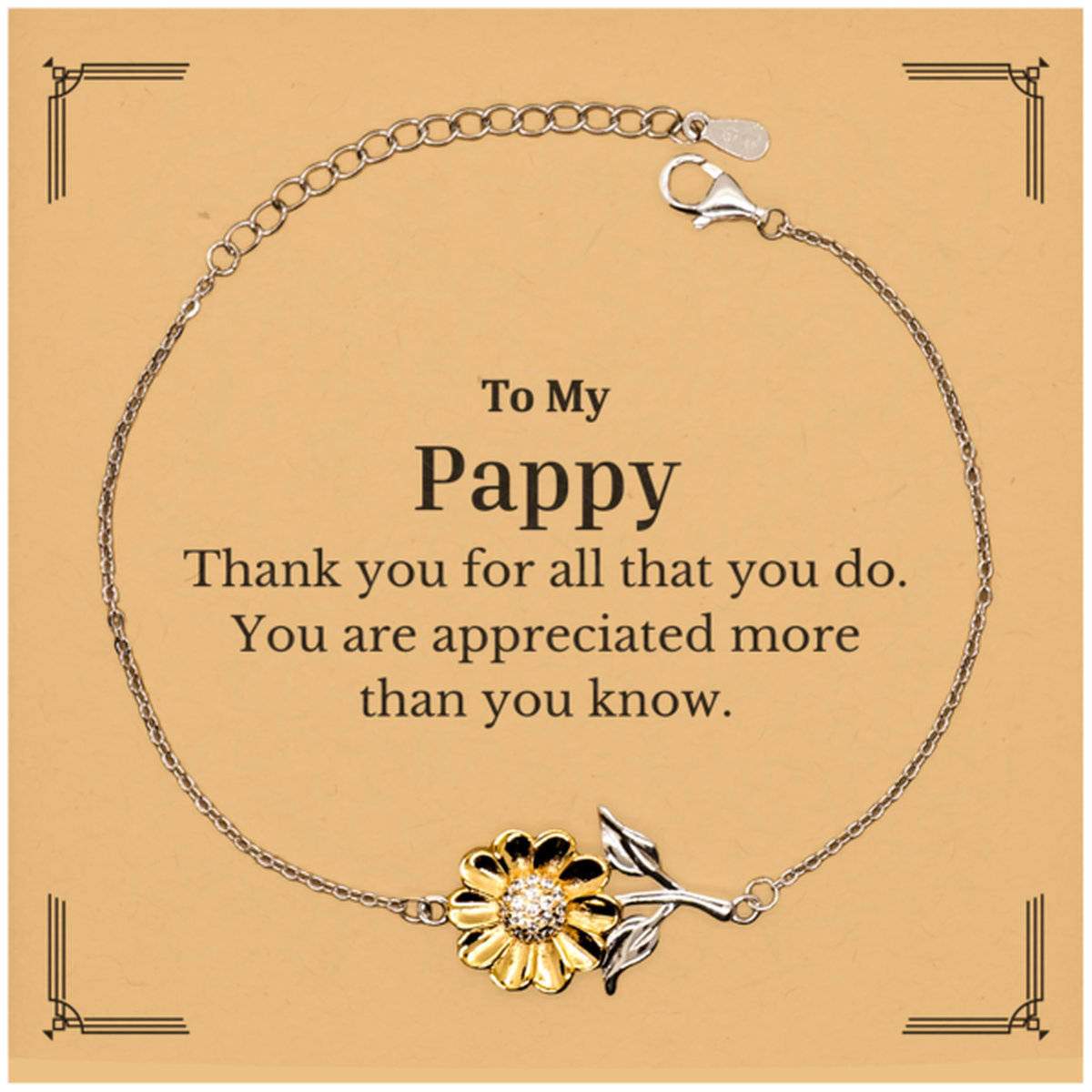 to my pappy thank you gifts you are appreciated more than you know appreciation sunflower bracelet for pappy birthday unique gifts for pappy
