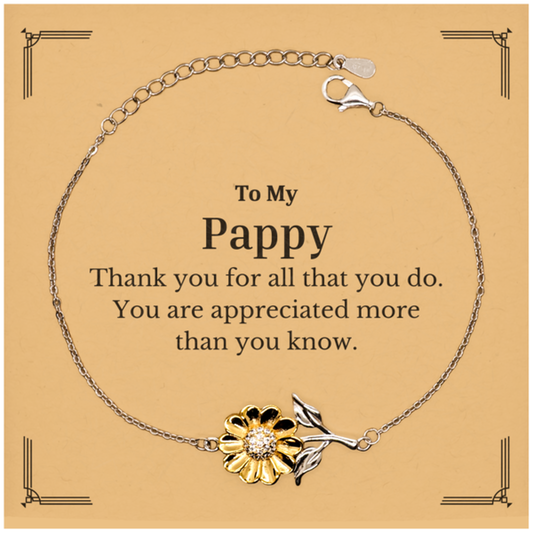 to my pappy thank you gifts you are appreciated more than you know appreciation sunflower bracelet for pappy birthday unique gifts for pappy