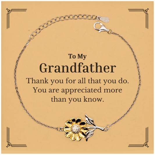 to my grandfather thank you gifts you are appreciated more than you know appreciation sunflower bracelet for grandfather birthday unique gifts for grandfather