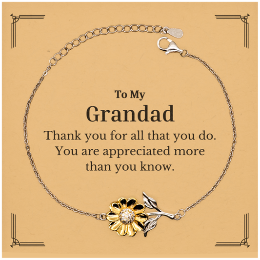 to my grandad thank you gifts you are appreciated more than you know appreciation sunflower bracelet for grandad birthday unique gifts for grandad