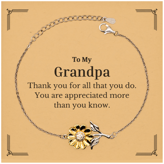 to my grandpa thank you gifts you are appreciated more than you know appreciation sunflower bracelet for grandpa birthday unique gifts for grandpa